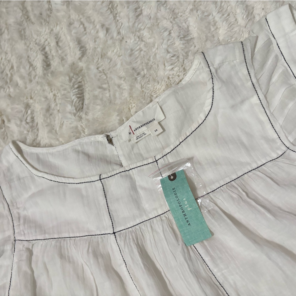 NWT ANTHROPOLOGIE Women’s Cap-Sleeve Babydoll Blouse - Picture 12 of 16